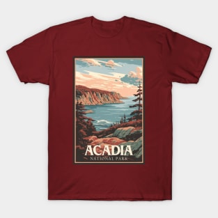 Acadia National Park Vintage Travel Poster T-Shirt